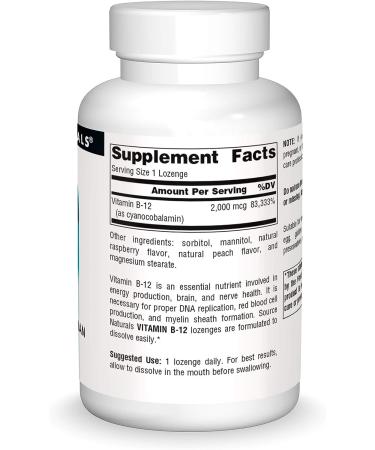Source Naturals Vitamin B-12 2000 mcg Lozenges for Energy Support - 200 Count - Buy Online on GoSupps.com