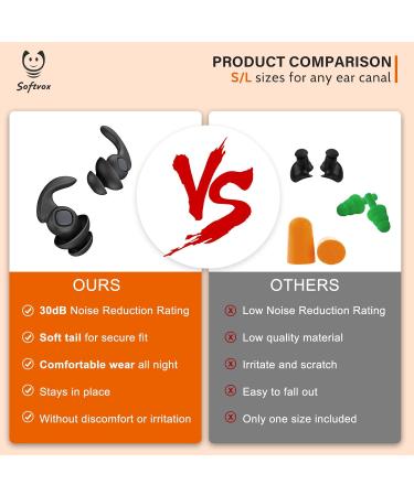 Sleep Noise Cancelling Earplugs 30dB, 2 Pairs Silicone Reusable Ear Plugs - Sound Blocking for Side Sleepers, Snoring, Construction, Travel - Carbon Black - Buy Online on GoSupps.com
