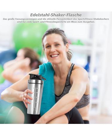 Premium 960ml Stainless Steel Protein Shaker - BPA Free Leak-Proof Clump-Free Silver Water Bottle with Scale - Buy Online on GoSupps.com