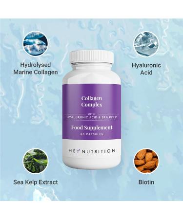 Hey Nutrition Collagen Complex with Hyaluronic Acid, Sea Kelp, Vitamin E & Biotin - 60 Capsules - Buy Online on GoSupps.com