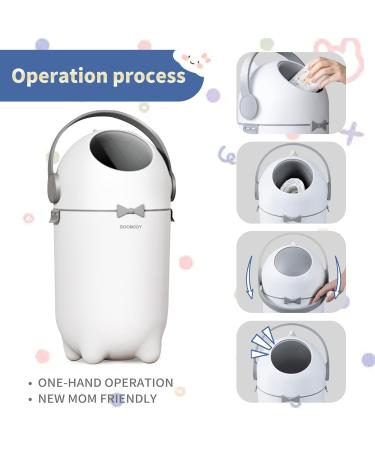 BOOMJOY Diaper Pail for Baby | Odor-Proof Cost-Effective Uses Normal Bags | White Baby Diaper Disposal - Buy Online on GoSupps.com