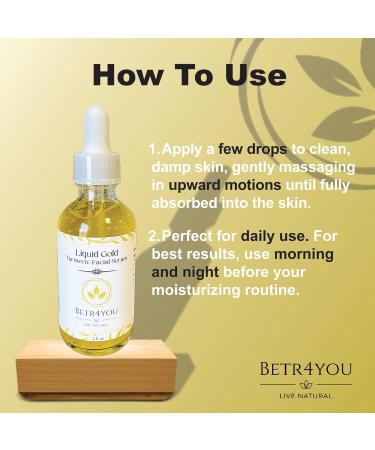 BETR4YOU Official | Liquid Gold Turmeric Facial Serum | All-Natural Botanical Stem Cells | 2 Oz | Best Seller on TikTok | Shop Internationally - Buy Online on GoSupps.com
