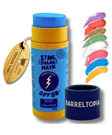 Barreltopia Surf Stick Sun Cream Face 50+ Zinc Crayons Sun Cream Face SPF 50 Sun Zapper Waterproof Eco Natural Blue