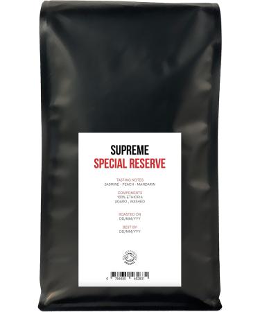 SUPREME COFFEE - Special Reserve | Whole Bean | Medium Roast | Arabica Specialty Coffee | Ethiopian Origin | Ethical & Carbon Neutral | 1 Kg - Buy Online on GoSupps.com