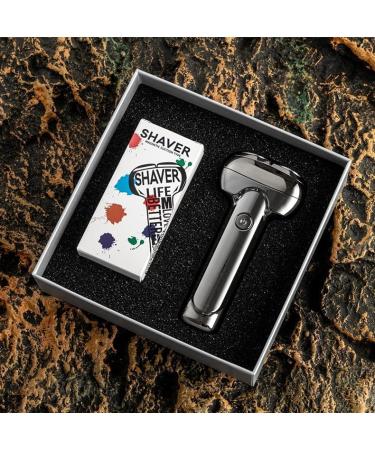 Men's electric razor portable mini razor small smart beard knife dry and wet available USB charging a gift for dad's boyfriend (Bright silver) - Buy Online on GoSupps.com