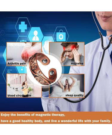 Wollet Magnetic Copper Ring for Women - Adjustable Arthritis Relief Flower Design (CPR-0937) | International Shipping Available - Buy Online on GoSupps.com