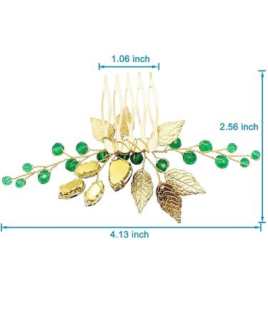 BETITETO Emerald Green Crystal Bridal Hair Comb - Gold Leaf Vine Hair Piece for Wedding & Parties - Buy Online on GoSupps.com