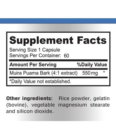 YUMMYVITE Muira Puama Capsules - 2200mg Concentrated Extract - 60 Capsules - Buy Online on GoSupps.com