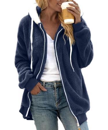 Hanxiulin Women's Oversized Plush Hoodie Jacket - Breathable Cozy Winter Fleece Coat - Buy Online on GoSupps.com