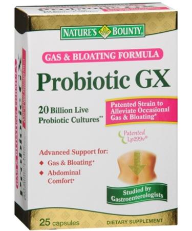 Nature's Bounty Probiotic GX Gas & Bloating Formula Capsules 25 ea (Pack of 3)