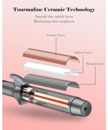 1 1/4 Inch Tourmaline Ceramic Curling Iron with LCD Display - Dual Voltage Includes Glove Comb Clips & Pad for Long Hair | International Shipping - Buy Online on GoSupps.com