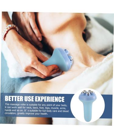 Healvian Massage Roller - Percussion Device for Body & Facial Massage | Manual Muscle Roller & Dermar Roller | Steel Ball Deep Slim Waist | 14.5x7.5cm - Blue - Buy Online on GoSupps.com