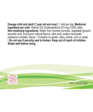 Vitamin D3 Spray - 1000 IU per Spray - 120 Doses Boost Your Immune System - Support Your Bones Sugar Free Non-GMO Gluten Free - Made in Canada 20 ml (Pack of 1) - Buy Online on GoSupps.com