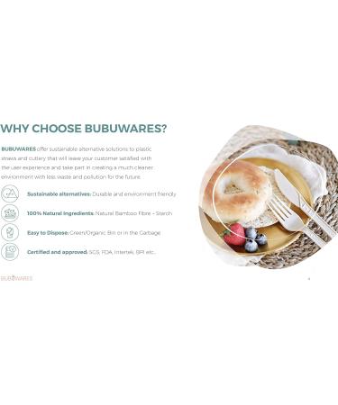 Bubuwares Bamboo Fibre Cutlery Set - Compostable Disposable Sustainable Biodegradable Utensils - 100 Pieces - 100percentagePlastic-Free Single-use Perfect for Picnics Camping Parties - Buy Online on GoSupps.com