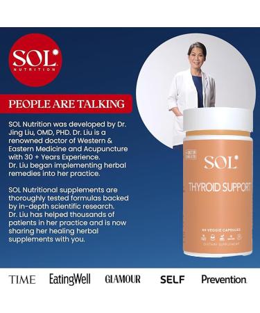 Sol Nutrition Thyroid Support Supplement - Advanced Thyroid Health Support Metabolism Booster Mental Clarity - Ashwagandha Ginger Adaptogens Magnolia Bark Turmeric Blend - 60 Veggie Capsules - Buy Online on GoSupps.com
