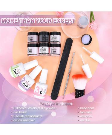 Cooserry 17Pcs Dipping Powder Nail Kit - 8 Colors Starter Set with Top & Base Coat - French Nail Art Manicure Salon Essential Kit - Buy Online on GoSupps.com