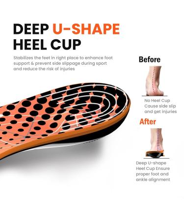 High Arch Support Work Boot Insoles - Memory Foam Gel Inserts for Plantar Fasciitis Relief Flat Feet & Achilles Tendonitis - Men & Women Size L (9.5-10.5/M 10.5-11.5 - Buy Online on GoSupps.com