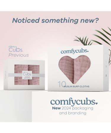 Comfy Cubs Muslin Spitting Towels Set - 100% Cotton Ultra Soft & Extra Absorbent 6-Layer Hand Washcloths in Mauve (Pack of 6) - Buy Online on GoSupps.com