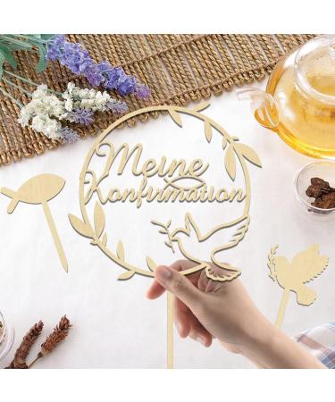 Shop 3PCS Cake Topper Communion | Wood Baptism & Confirmation Decor for Young Girls - Buy Online on GoSupps.com