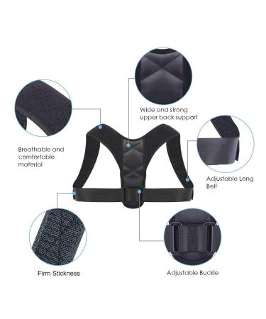Medical Adjustable Clavicle Posture Corrector Men Women Upper Back Brace Shoulder Lumbar Support Belt Corset Posture Correction lofty ambition Black L - Buy Online on GoSupps.com