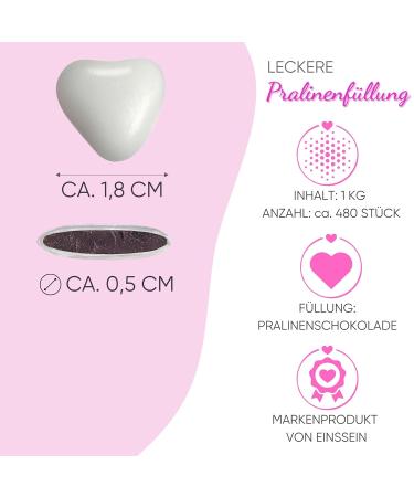 Buy 1kg Chocolate Cherries Mix - White & Pink Heart Chocolate Dragees for Weddings Baptisms & Valentines Gifts - Sweet Treats Delivered Worldwide - Buy Online on GoSupps.com