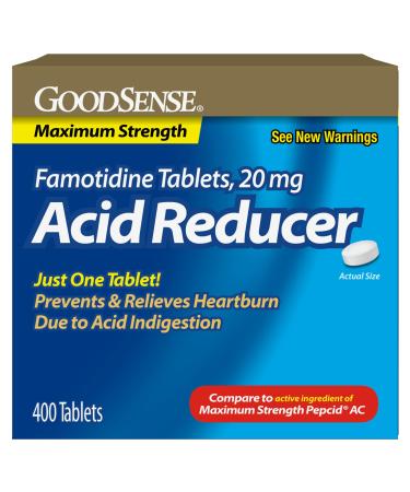 GoodSense Maximum Strength Famotidine Tablets 20 mg Acid Reducer for Heartburn Relief 400 Count