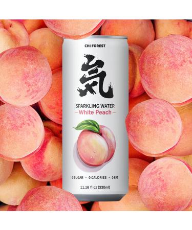 GENKI FOREST Flavored Sparkling Water White Peach, 11.15 fl oz Cans(pack of 24) White Peach 11.15 Fl Oz (Pack of 24)