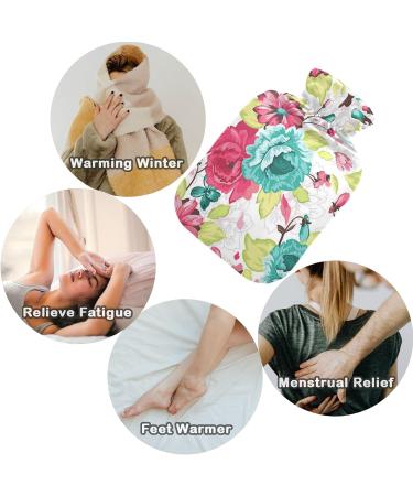 NAANLE 2L Hot Water Bottle with Cover - Red Flower Watercolor | Back Pain Relief & Hot/Cold Therapy - Buy Online on GoSupps.com