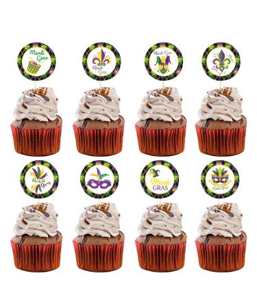 8 Pcs Mardi Gras Cupcake Toppers Multicolor Glitter Bachelorette Masquerade Masks Crown Cupcake Toppers for Masquerade Mardi Gras Party Birthday Party Baby Shower Decorations