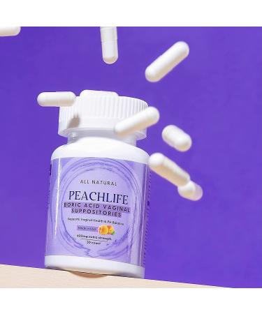 Boric Acid Suppositories in Vegetable Capsules by Peachlife - USA Made for Vaginal pH Balance - Buy Online on GoSupps.com