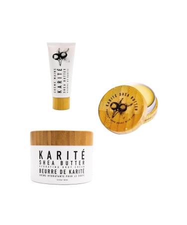 Karit Hand Cream for Dry Hands Lip Balm for Dry Lips and Hydrating Body Cream for Dry Skin- Bundle