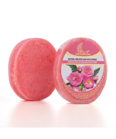 Natural Pink Rose Soap with Sponge
