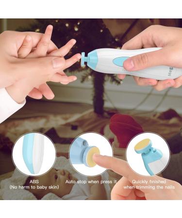 Baby Nail File Megainvo Electric Trimmer Set with LED Light - Safe for Newborns & Toddlers | Quiet Design, 10 Grinding Heads, Blue - Buy Online on GoSupps.com