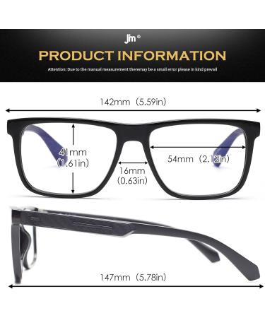 JM 3 Pack Anti Blue Light Reading Glasses for Men & Women | Rectangle Frame | UV Protection | 2.0x Magnification - Buy Online on GoSupps.com