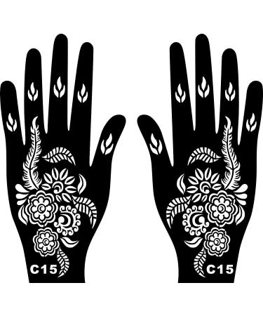 Kotbs 18 Sheets Temporary Tattoo Stencils - Indian Arabian Henna, Glitter, Airbrush Tattoo Stickers for Women, Men, Kids - Hand Body Art - Buy Online on GoSupps.com