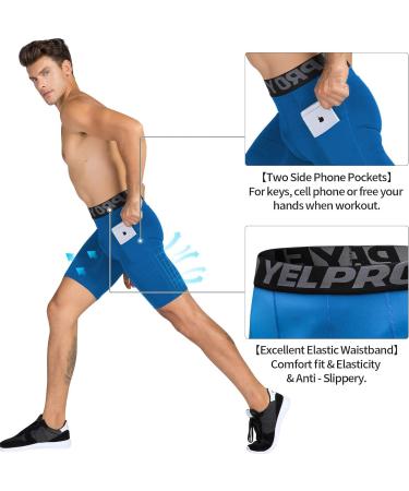 ABTIOYLLZ Men's Compression Shorts 3 Pack - Running Workout Athletic Underwear with Pocket - Black/Red/Blue - Size 84 Large - Buy Online on GoSupps.com