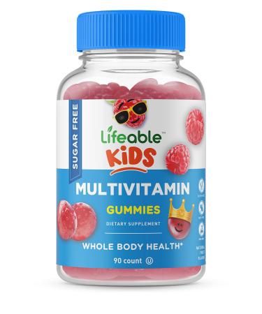 Lifeable Sugar Free Multivitamin for Kids  Great Tasting Natural Flavor Gummy Supplement  with Vitamins A C D E Niacin B6 Folate B12 Biotin Pantothenic Acid Iodine Zinc  90 Gummies