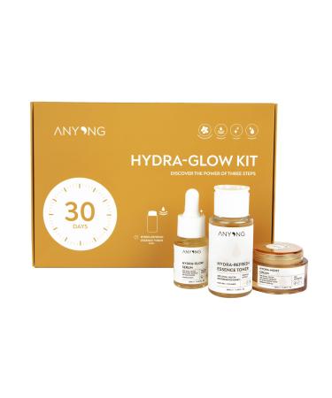 emmi-skin HYDRA-GLOW Women's Facial Care Set with 50 ml Toner 12 ml Face Serum with Snail Slime and 20 ml Anti-Blemish Face Cream Moisturizing Care