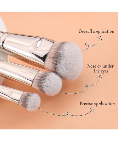 TEOYALL Flat Angled Brushes Flawless Foundation Brush Under Eye Concealer Brush Bronzer Brush with Liquid Cream Powder L/M/S - Buy Online on GoSupps.com