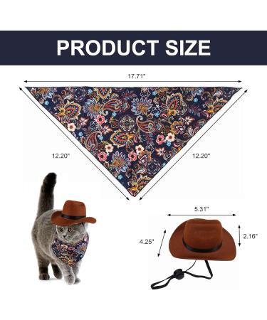 Hacraho Pet Cowboy Costume | Adjustable Dog Cowboy Hat & Blue Paisley Bandana for Small Dogs & Cats - Western Accessories & Photo Props - Buy Online on GoSupps.com
