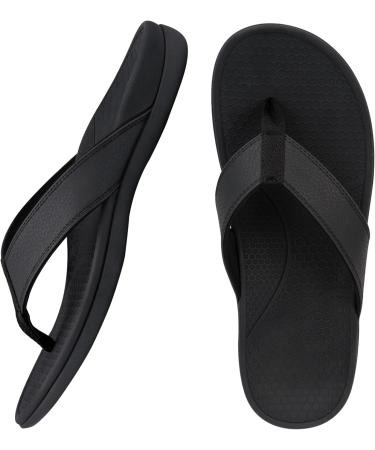 Everhealth Men's Arch Support Flip Flops - Orthotic Sandals for Comfortable Walking - Black, Size 9 - Buy Online on GoSupps.com