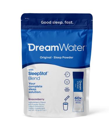 Dream Water Sleep Aid, Powder; GABA, MELATONIN, 5-HTP, Snoozeberry, 60 Count