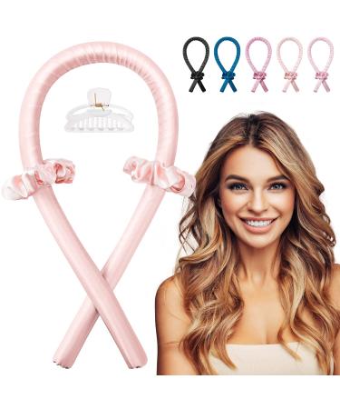 Dr. Pure Heatless Hair Curler - Heatless Curling Rod Headband for Long Hair, Hair Curlers to Sleep In Overnight for Women Heatless Curls Soft Wave DIY Hair Rollers Styling Tool (Champagne PINK)