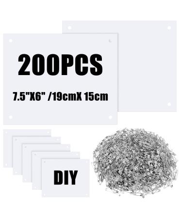 200 Pcs Blank Running Bib Numbers with Safety Pins for Marathon Competition Sports Events Tearproof Waterproof DIY Large Sports Race Bibs Competitor Numbers 6 x 7.5 Inch