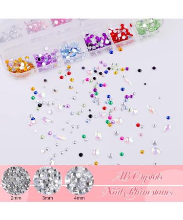 Flat Glitter Stones for Nails | Tikplus Rhinestones Nail Crystals with Dotting Pen & Tweezers for DIY Nail Art - Buy Online on GoSupps.com