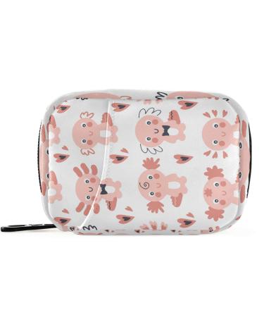 Pfrewn Pill Organizer Case 7 Day Cute Axolotls Hearts Travel Pill Box with Zipper Portable Small Weekly Vitamin Medicine Supplement Holder Pouch Bag