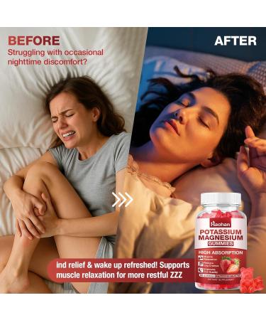 Potassium Magnesium Gummies with Electrolytes & Vitamins - Magnesium Glycinate Potassium Citrate Calcium Vitamins B6 D3 & K2 for Muscle Function & Recovery - Vegan Strawberry 60 Count - Buy Online on GoSupps.com