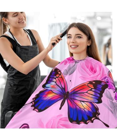 Kigai Butterfly Flowers Barber Cape - Professional Waterproof Hair Cutting Cape for Men & Women with Adjustable Snap Closure - Buy Online on GoSupps.com