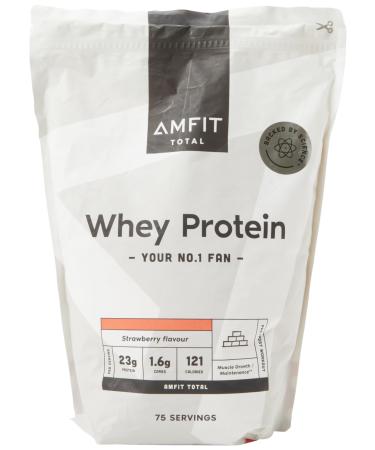 Amazon Brand - Amfit Nutrition Whey Protein Powder Strawberry Flavour 75 Servings 2.27 kg (Pack of 1)