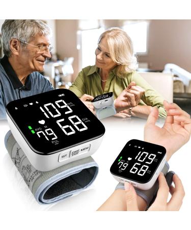 Wrist Blood Pressure Monitor,2023 New Digital BP Cuff Automatic Machine 90X2 Reading Memory Large Tri Backlit Screen Rechargeable Pluse Rate Monitoring Meter Wrist Blood Pressure Monitor for Home Use Black Bp Machine